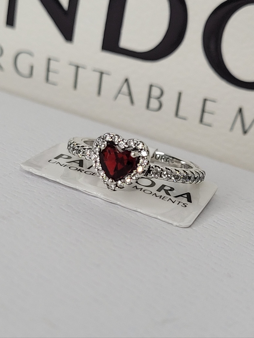 Pandora Elevated Red Heart Ring